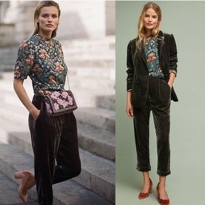 ett:twa Anthro Metallic Colia Velvet Trousers